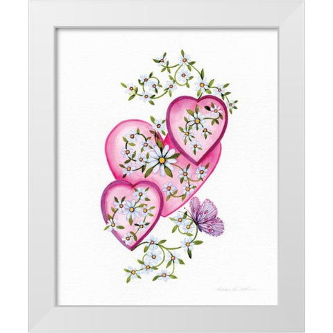 Hearts and Flowers I White Modern Wood Framed Art Print by McKenna, Kathleen Parr