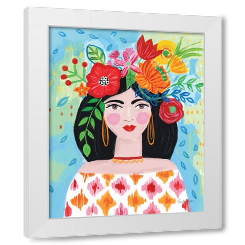 Boho Girl II White Modern Wood Framed Art Print by Zaman, Farida