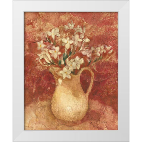 Pitcher of Freesia White Modern Wood Framed Art Print by Hristova, Albena