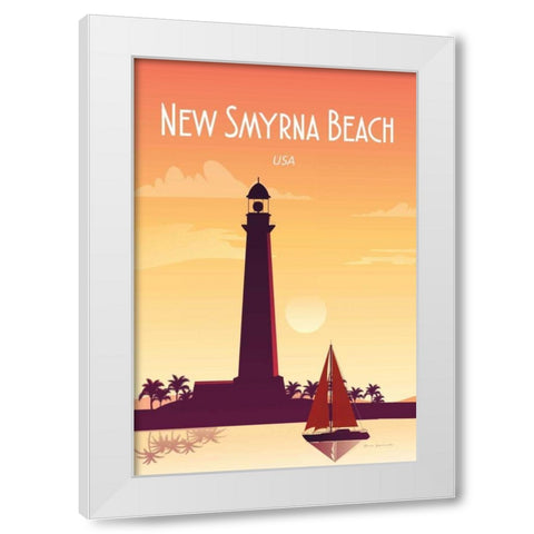 New Smyrna Beach White Modern Wood Framed Art Print by Escalante, Omar
