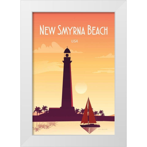 New Smyrna Beach White Modern Wood Framed Art Print by Escalante, Omar