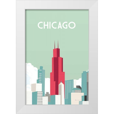 Chicago White Modern Wood Framed Art Print by Escalante, Omar
