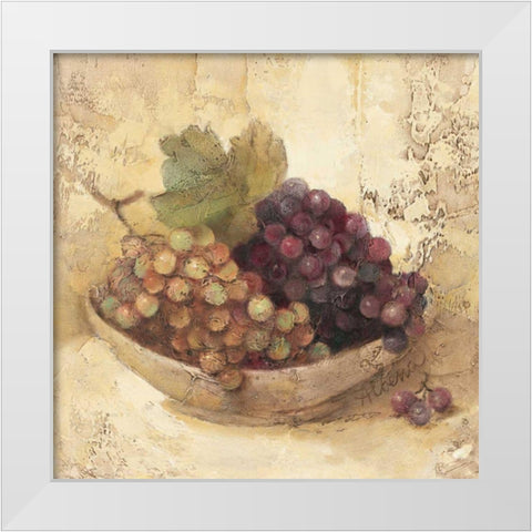 Sunlit Grapes White Modern Wood Framed Art Print by Hristova, Albena