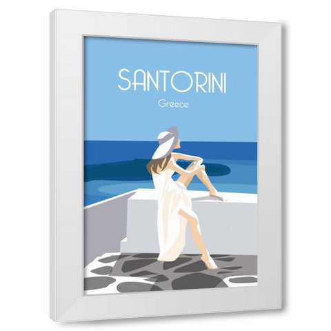 Santori White Modern Wood Framed Art Print by Escalante, Omar