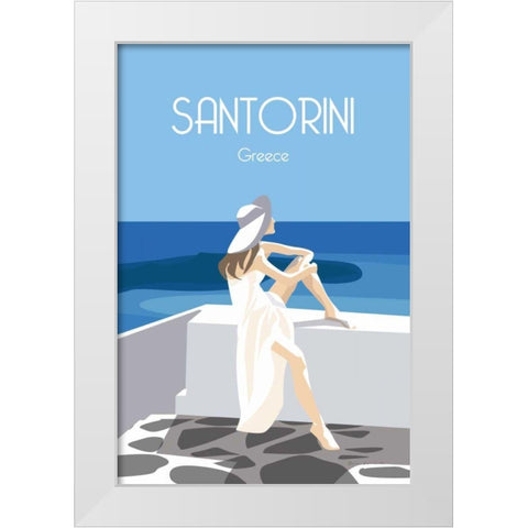 Santori White Modern Wood Framed Art Print by Escalante, Omar