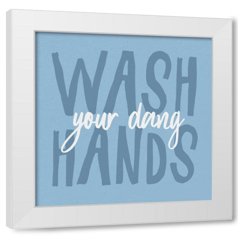 Bathroom Advice I White Modern Wood Framed Art Print by Wild Apple Portfolio