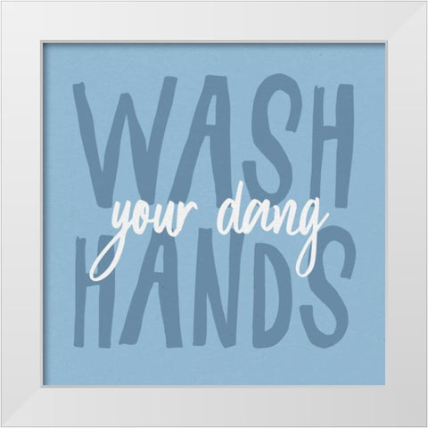 Bathroom Advice I White Modern Wood Framed Art Print by Wild Apple Portfolio