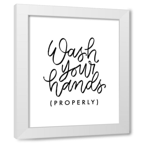 Wash Your Hands III White Modern Wood Framed Art Print by Thorns, Becky
