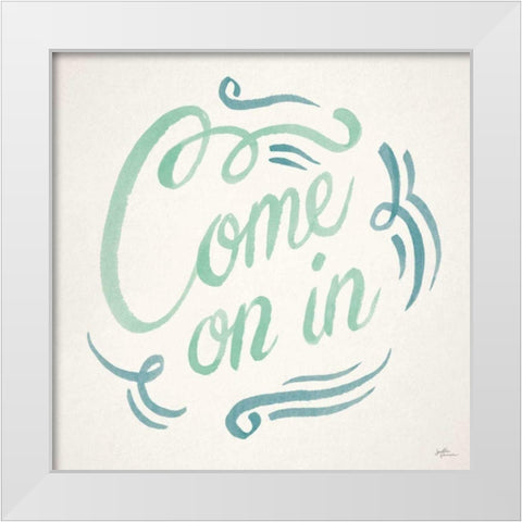 Come On In I White Modern Wood Framed Art Print by Penner, Janelle