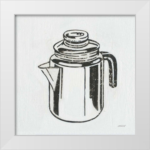 Retro Coffee Pot White Modern Wood Framed Art Print by Lovell, Kathrine