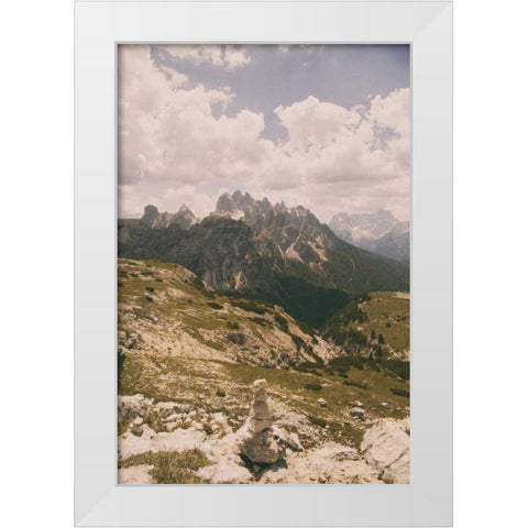 Grassy Mountain Slopes White Modern Wood Framed Art Print by Aledanda