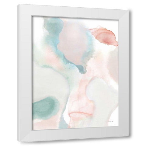 Sage and Pink Abstract I White Modern Wood Framed Art Print by Nai, Danhui