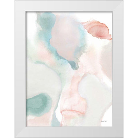 Sage and Pink Abstract I White Modern Wood Framed Art Print by Nai, Danhui