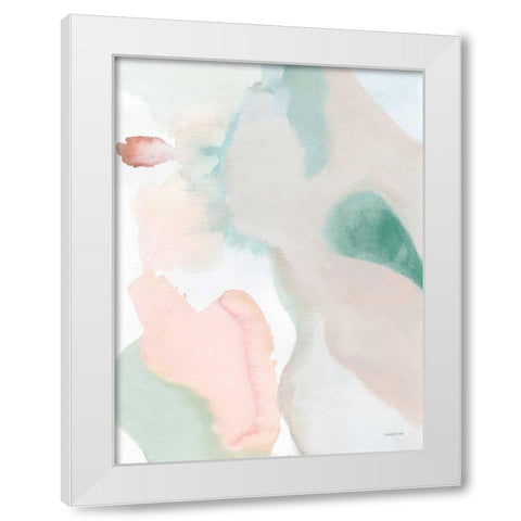 Sage and Pink Abstract II White Modern Wood Framed Art Print by Nai, Danhui