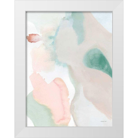 Sage and Pink Abstract II White Modern Wood Framed Art Print by Nai, Danhui