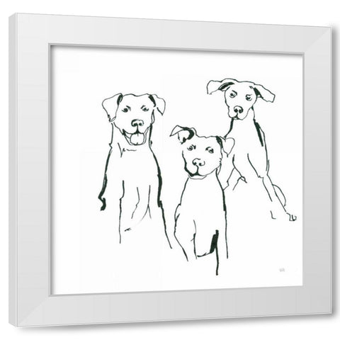 Lovable Mutts I White Modern Wood Framed Art Print by Paschke, Chris