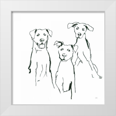 Lovable Mutts I White Modern Wood Framed Art Print by Paschke, Chris