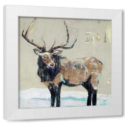 Winter Elk Neutral White Modern Wood Framed Art Print by Day, Kellie