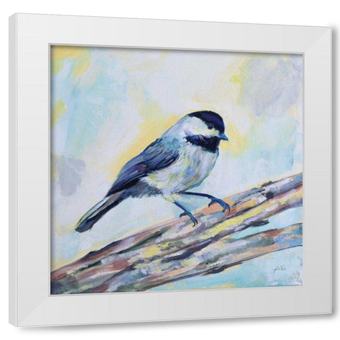 Chickadee White Modern Wood Framed Art Print by Vertentes, Jeanette