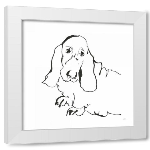 Line Dog Basset Hound White Modern Wood Framed Art Print by Paschke, Chris
