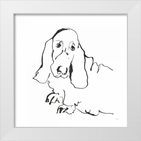 Line Dog Basset Hound White Modern Wood Framed Art Print by Paschke, Chris