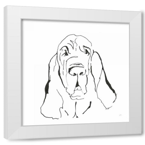 Line Dog Bloodhound I White Modern Wood Framed Art Print by Paschke, Chris