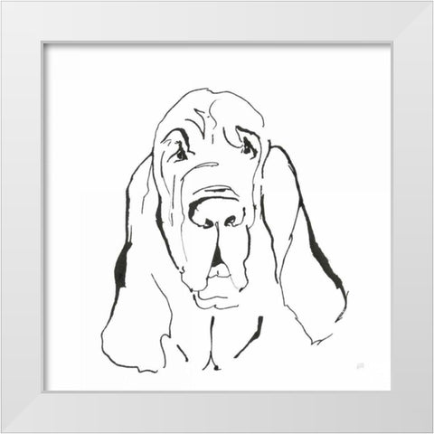 Line Dog Bloodhound I White Modern Wood Framed Art Print by Paschke, Chris