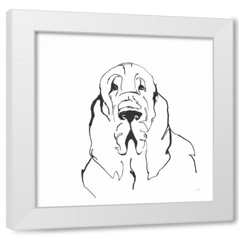 Line Dog Bloodhound II White Modern Wood Framed Art Print by Paschke, Chris