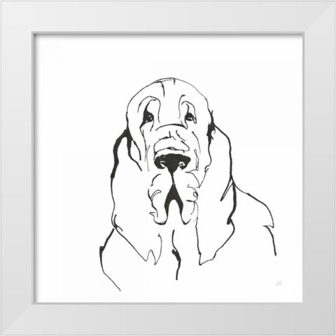 Line Dog Bloodhound II White Modern Wood Framed Art Print by Paschke, Chris
