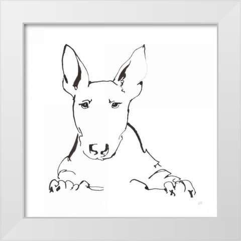 Line Dog Bull Terrier White Modern Wood Framed Art Print by Paschke, Chris