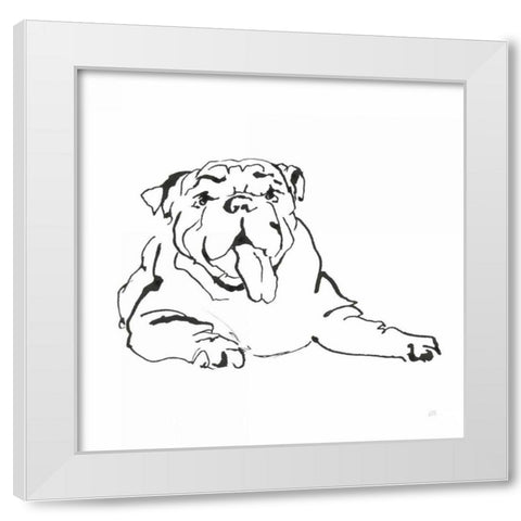 Line Dog Bulldog I White Modern Wood Framed Art Print by Paschke, Chris
