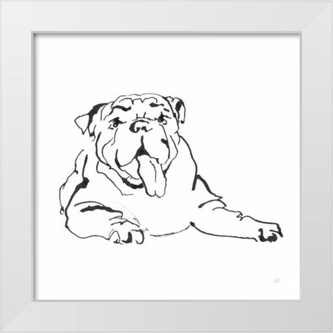 Line Dog Bulldog I White Modern Wood Framed Art Print by Paschke, Chris