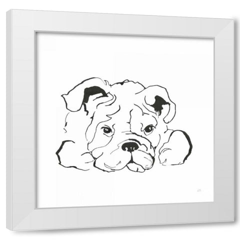 Line Dog Bulldog II White Modern Wood Framed Art Print by Paschke, Chris
