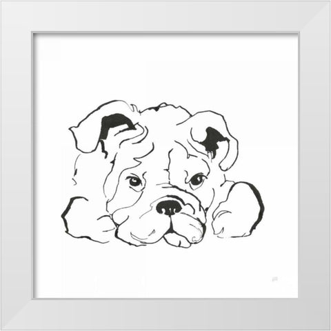 Line Dog Bulldog II White Modern Wood Framed Art Print by Paschke, Chris