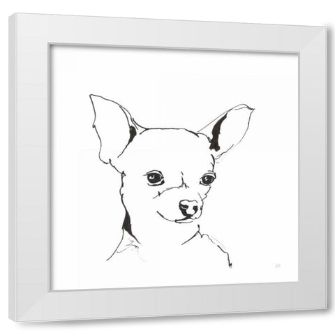Line Dog Chihuahua White Modern Wood Framed Art Print by Paschke, Chris