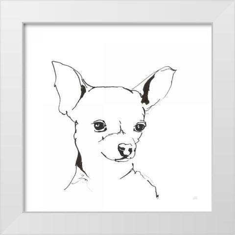 Line Dog Chihuahua White Modern Wood Framed Art Print by Paschke, Chris