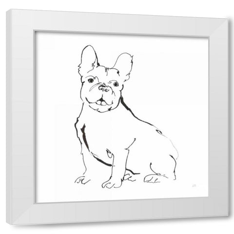 Line Dog French Bulldog II White Modern Wood Framed Art Print by Paschke, Chris