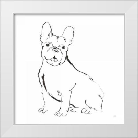 Line Dog French Bulldog II White Modern Wood Framed Art Print by Paschke, Chris
