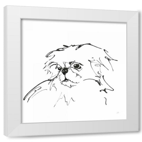 Line Dog Pekingese White Modern Wood Framed Art Print by Paschke, Chris