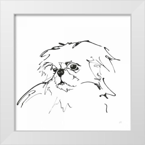 Line Dog Pekingese White Modern Wood Framed Art Print by Paschke, Chris