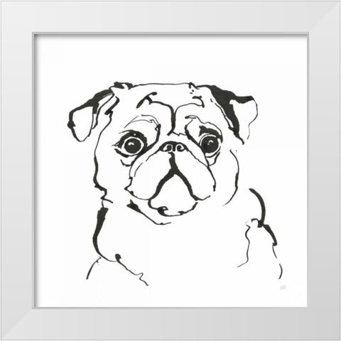 Line Dog Pug I White Modern Wood Framed Art Print by Paschke, Chris