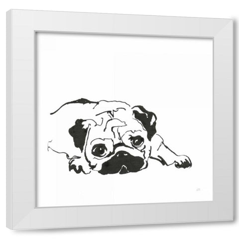 Line Dog Pug II White Modern Wood Framed Art Print by Paschke, Chris