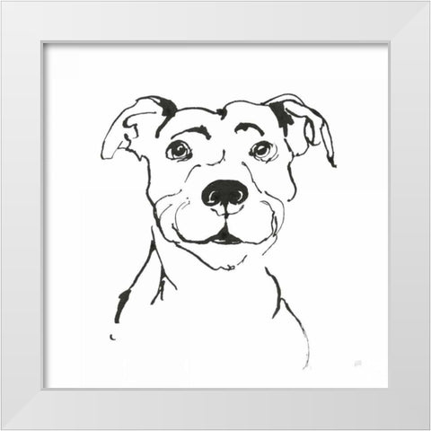 Line Dog Pitbull I White Modern Wood Framed Art Print by Paschke, Chris