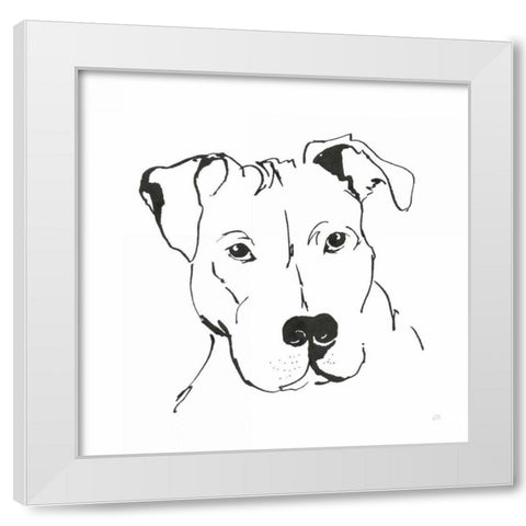 Line Dog Pitbull II White Modern Wood Framed Art Print by Paschke, Chris