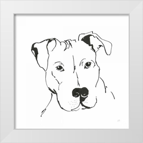 Line Dog Pitbull II White Modern Wood Framed Art Print by Paschke, Chris