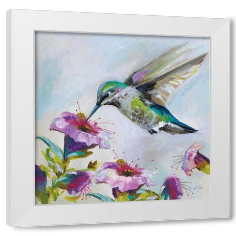 Hummingbird II Florals White Modern Wood Framed Art Print by Vertentes, Jeanette