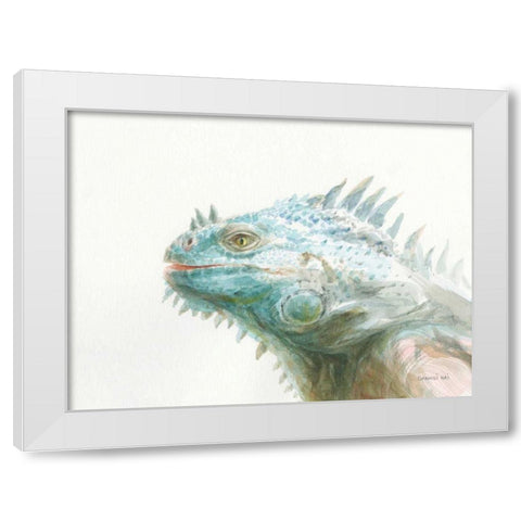 Tropical Iguana White Modern Wood Framed Art Print by Nai, Danhui