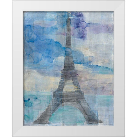 Paris at Dusk II White Modern Wood Framed Art Print by Hristova, Albena