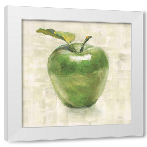 Green Apple White Modern Wood Framed Art Print by Nai, Danhui