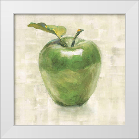 Green Apple White Modern Wood Framed Art Print by Nai, Danhui